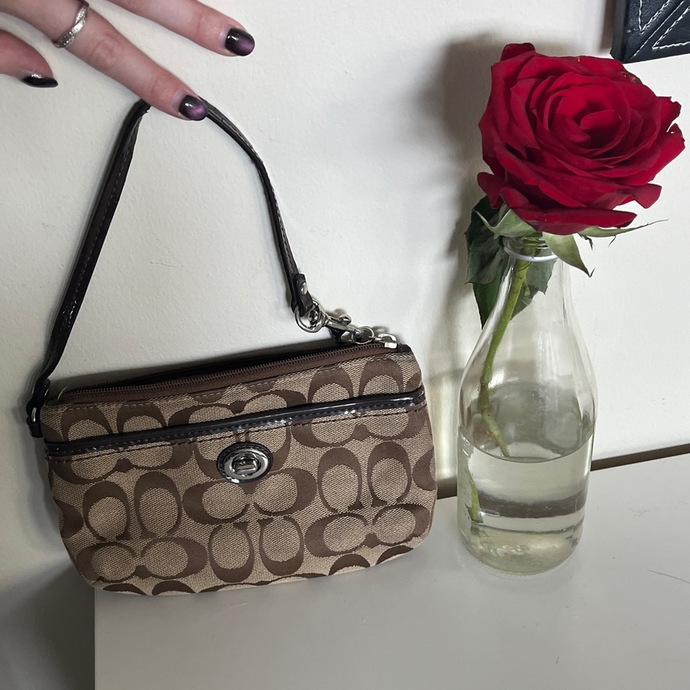 Brown Coach wristlet